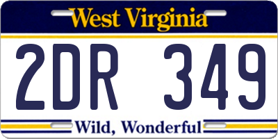 WV license plate 2DR349