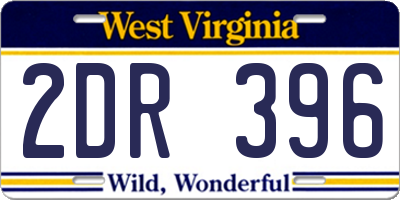 WV license plate 2DR396