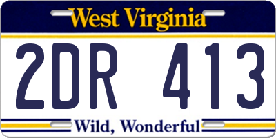 WV license plate 2DR413