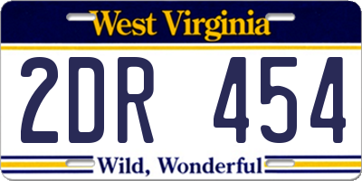 WV license plate 2DR454