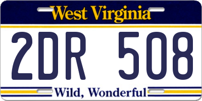 WV license plate 2DR508