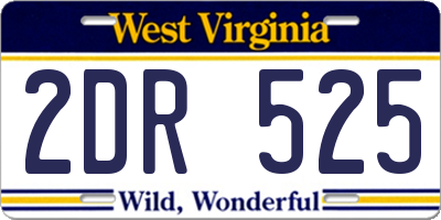 WV license plate 2DR525