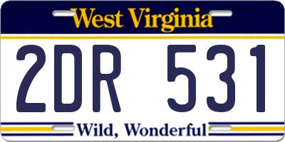 WV license plate 2DR531