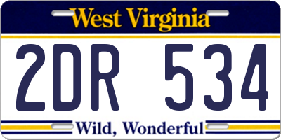 WV license plate 2DR534