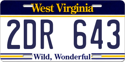 WV license plate 2DR643