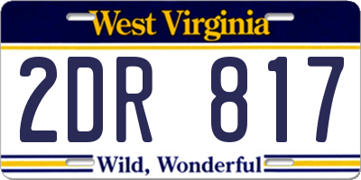 WV license plate 2DR817
