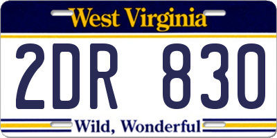 WV license plate 2DR830