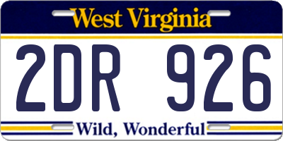 WV license plate 2DR926