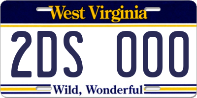 WV license plate 2DS000