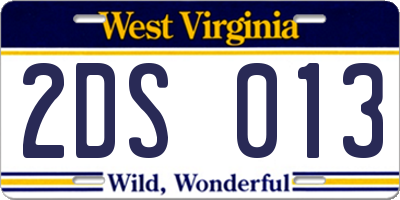 WV license plate 2DS013