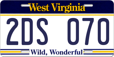 WV license plate 2DS070