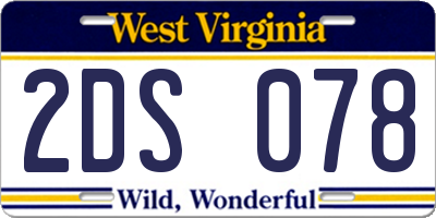 WV license plate 2DS078