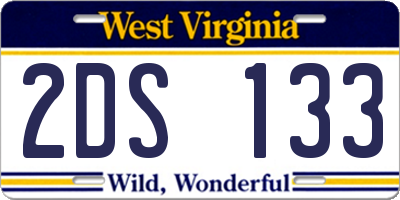 WV license plate 2DS133