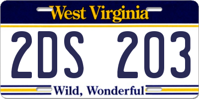 WV license plate 2DS203