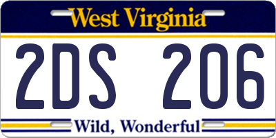 WV license plate 2DS206