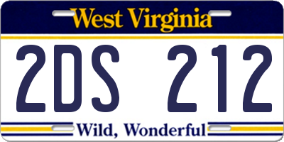 WV license plate 2DS212