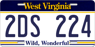 WV license plate 2DS224