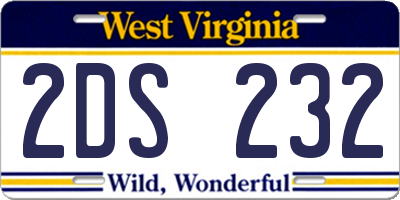 WV license plate 2DS232