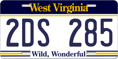 WV license plate 2DS285
