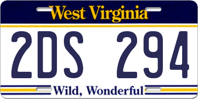 WV license plate 2DS294