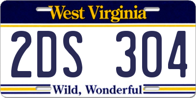 WV license plate 2DS304