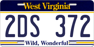 WV license plate 2DS372
