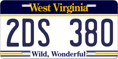 WV license plate 2DS380