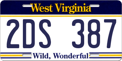 WV license plate 2DS387