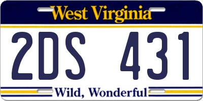 WV license plate 2DS431