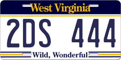 WV license plate 2DS444
