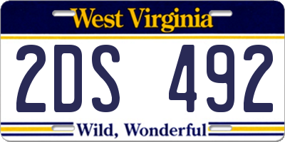 WV license plate 2DS492