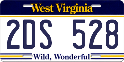 WV license plate 2DS528