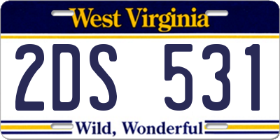 WV license plate 2DS531