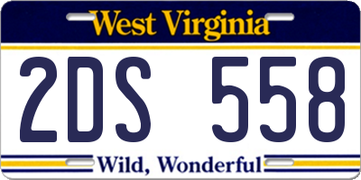 WV license plate 2DS558