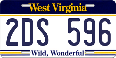 WV license plate 2DS596