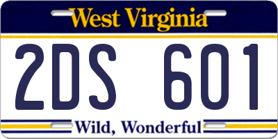 WV license plate 2DS601