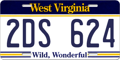 WV license plate 2DS624