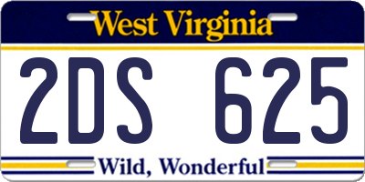 WV license plate 2DS625