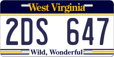WV license plate 2DS647