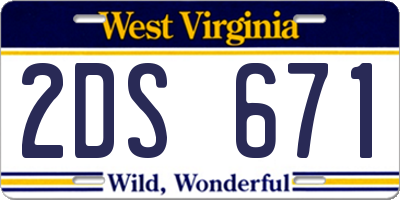 WV license plate 2DS671