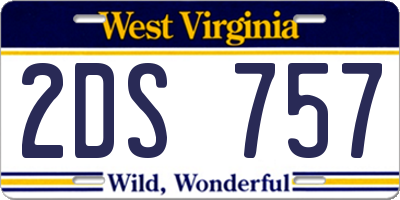 WV license plate 2DS757