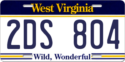 WV license plate 2DS804