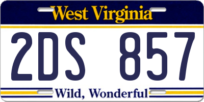 WV license plate 2DS857