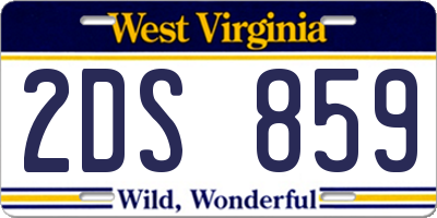 WV license plate 2DS859