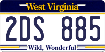 WV license plate 2DS885