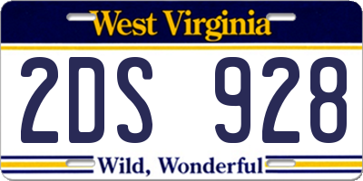 WV license plate 2DS928
