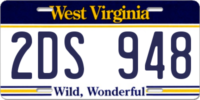 WV license plate 2DS948