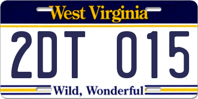 WV license plate 2DT015