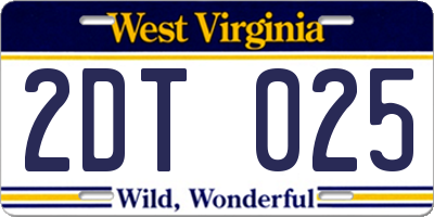 WV license plate 2DT025