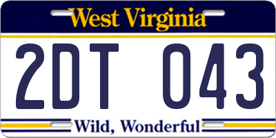 WV license plate 2DT043